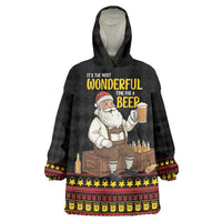 Funny Santa Claus Wearable Blanket Hoodie It's The Most Wonderful Time For A Beer - Wonder Print Shop