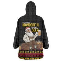 Funny Santa Claus Wearable Blanket Hoodie It's The Most Wonderful Time For A Beer - Wonder Print Shop