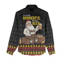 Funny Santa Claus Women Casual Shirt It's The Most Wonderful Time For A Beer - Wonder Print Shop