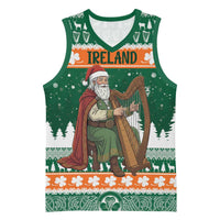 Ireland Christmas Personalized Basketball Jersey Daidi na Nollag With Irish Harp - Wonder Print Shop