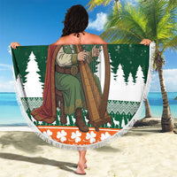 Ireland Christmas Personalized Beach Blanket Daidi na Nollag With Irish Harp - Wonder Print Shop