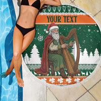 Ireland Christmas Personalized Beach Blanket Daidi na Nollag With Irish Harp - Wonder Print Shop