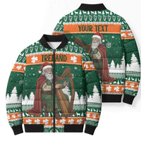 Ireland Christmas Personalized Bomber Puffer Jacket Daidi na Nollag With Irish Harp - Wonder Print Shop