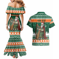 Ireland Christmas Personalized Couples Matching Mermaid Dress and Hawaiian Shirt Daidi na Nollag With Irish Harp - Wonder Print Shop