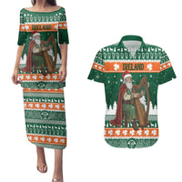 Ireland Christmas Personalized Couples Matching Puletasi and Hawaiian Shirt Daidi na Nollag With Irish Harp - Wonder Print Shop