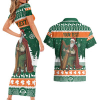 Ireland Christmas Personalized Couples Matching Short Sleeve Bodycon Dress and Hawaiian Shirt Daidi na Nollag With Irish Harp - Wonder Print Shop
