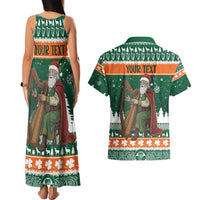 Ireland Christmas Personalized Couples Matching Tank Maxi Dress and Hawaiian Shirt Daidi na Nollag With Irish Harp - Wonder Print Shop