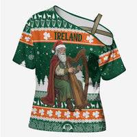 Ireland Christmas Personalized Cross Shoulder Shirt Daidi na Nollag With Irish Harp - Wonder Print Shop