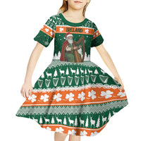 Ireland Christmas Personalized Kid Short Sleeve Dress Daidi na Nollag With Irish Harp - Wonder Print Shop