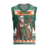 Ireland Christmas Personalized Christmas Knitted V-Neck Vest Daidi na Nollag With Irish Harp - Wonder Print Shop