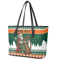 Ireland Christmas Personalized Leather Tote Bag Daidi na Nollag With Irish Harp - Wonder Print Shop