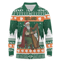 Ireland Christmas Personalized Long Sleeve Polo Shirt Daidi na Nollag With Irish Harp - Wonder Print Shop