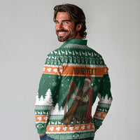 Ireland Christmas Personalized Long Sleeve Polo Shirt Daidi na Nollag With Irish Harp - Wonder Print Shop