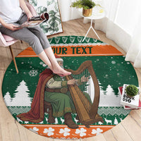 Ireland Christmas Personalized Round Carpet Daidi na Nollag With Irish Harp - Wonder Print Shop
