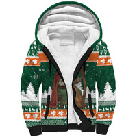 Ireland Christmas Personalized Sherpa Hoodie Daidi na Nollag With Irish Harp - Wonder Print Shop
