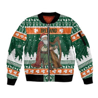 Ireland Christmas Personalized Sleeve Zip Bomber Jacket Daidi na Nollag With Irish Harp - Wonder Print Shop