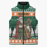 Ireland Christmas Personalized Sleeveless Puffer Jacket Daidi na Nollag With Irish Harp - Wonder Print Shop
