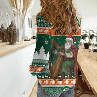 Ireland Christmas Personalized Women Casual Shirt Daidi na Nollag With Irish Harp - Wonder Print Shop