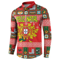 Personalized Portugal Christmas Button Sweatshirt Coat Of Arms - Feliz Natal - Wonder Print Shop
