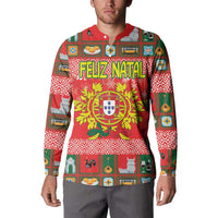 Personalized Portugal Christmas Button Sweatshirt Coat Of Arms - Feliz Natal - Wonder Print Shop