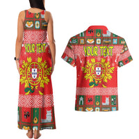 Personalized Portugal Christmas Couples Matching Tank Maxi Dress and Hawaiian Shirt Coat Of Arms - Feliz Natal - Wonder Print Shop