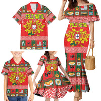 Personalized Portugal Christmas Family Matching Mermaid Dress and Hawaiian Shirt Coat Of Arms - Feliz Natal - Wonder Print Shop