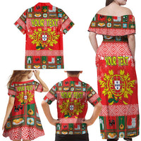 Personalized Portugal Christmas Family Matching Off Shoulder Maxi Dress and Hawaiian Shirt Coat Of Arms - Feliz Natal - Wonder Print Shop