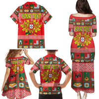 Personalized Portugal Christmas Family Matching Puletasi and Hawaiian Shirt Coat Of Arms - Feliz Natal - Wonder Print Shop