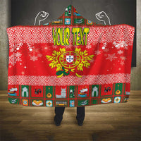 Personalized Portugal Christmas Hooded Blanket Coat Of Arms - Feliz Natal