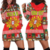 Personalized Portugal Christmas Hoodie Dress Coat Of Arms - Feliz Natal - Wonder Print Shop