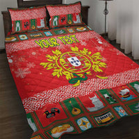 Personalized Portugal Christmas Quilt Bed Set Coat Of Arms - Feliz Natal - Wonder Print Shop
