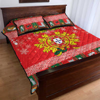 Personalized Portugal Christmas Quilt Bed Set Coat Of Arms - Feliz Natal - Wonder Print Shop