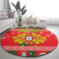 Personalized Portugal Christmas Round Carpet Coat Of Arms - Feliz Natal
