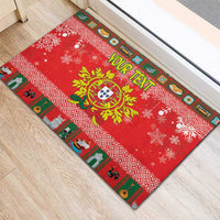 Personalized Portugal Christmas Rubber Doormat Coat Of Arms - Feliz Natal - Wonder Print Shop
