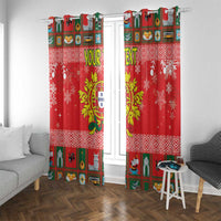 Personalized Portugal Christmas Window Curtain Coat Of Arms - Feliz Natal - Wonder Print Shop