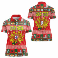 Personalized Portugal Christmas Women Polo Shirt Coat Of Arms - Feliz Natal - Wonder Print Shop