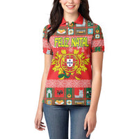 Personalized Portugal Christmas Women Polo Shirt Coat Of Arms - Feliz Natal - Wonder Print Shop