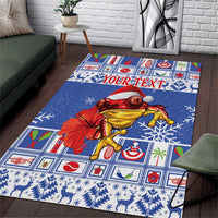 Personalized Puerto Rico Christmas Area Rug Coqui With Red Maga Flower - Wonder Print Shop