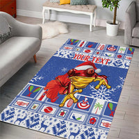Personalized Puerto Rico Christmas Area Rug Coqui With Red Maga Flower - Wonder Print Shop