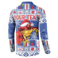 Personalized Puerto Rico Christmas Button Sweatshirt Coqui With Red Maga Flower - Wonder Print Shop