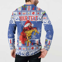 Personalized Puerto Rico Christmas Button Sweatshirt Coqui With Red Maga Flower - Wonder Print Shop