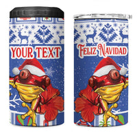 Personalized Puerto Rico Christmas 4 in 1 Can Cooler Tumbler Coqui With Red Maga Flower - Wonder Print Shop