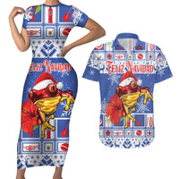 Personalized Puerto Rico Christmas Couples Matching Short Sleeve Bodycon Dress and Hawaiian Shirt Coqui With Red Maga Flower - Wonder Print Shop