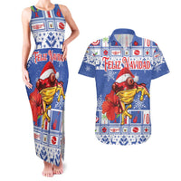 Personalized Puerto Rico Christmas Couples Matching Tank Maxi Dress and Hawaiian Shirt Coqui With Red Maga Flower - Wonder Print Shop