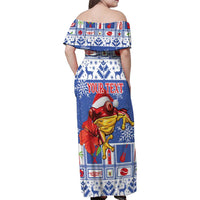 Personalized Puerto Rico Christmas Family Matching Off Shoulder Maxi Dress and Hawaiian Shirt Coqui With Red Maga Flower - Wonder Print Shop