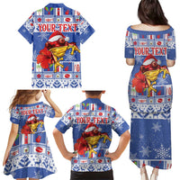 Personalized Puerto Rico Christmas Family Matching Puletasi and Hawaiian Shirt Coqui With Red Maga Flower - Wonder Print Shop