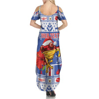 Personalized Puerto Rico Christmas Family Matching Summer Maxi Dress and Hawaiian Shirt Coqui With Red Maga Flower - Wonder Print Shop