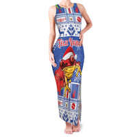 Personalized Puerto Rico Christmas Family Matching Tank Maxi Dress and Hawaiian Shirt Coqui With Red Maga Flower - Wonder Print Shop