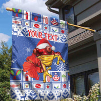 Personalized Puerto Rico Christmas Garden Flag Coqui With Red Maga Flower - Wonder Print Shop