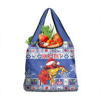 Personalized Puerto Rico Christmas Grocery Bag Coqui With Red Maga Flower